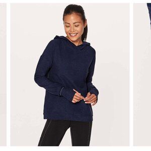 Lululemon Extra Mile Hoodie Women’s Size 4 Blue Black Heathered Hero Blue Sz EUC